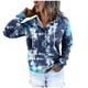 thumbnail image 4 of Gibobby Sudadera en Ligero y calientito Sudaderas para mujeres Fashion Drawstring Button Pocket Shirt Casual Long Manga Tie Gradiente de tinte impreso Hoodie Suatshirt （Azul， L), 4 of 5