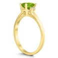 thumbnail image 2 of SZUL Women's Emerald Cut 6X4MM Peridot and Diamond Three Stone Ring in 10K Yellow Gold, 2 of 4