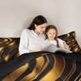 thumbnail image 4 of Castle Fairy 3D Metallic Gold Wave Full Size Comforter Sets 3-Piece,Glossy Layered Abstract Pattern Bedding Comforter Set,Gold Black,Black Reversible,1 Comforter and 2 Pillowcases, 4 of 6