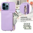 thumbnail image 6 of Nalacover RFID Blocking Wallet Case for iPhone 12 Pro Max, Shockproof PU Leather Magnetic Button Zipper Purse Card Slots & Kickstand Crossbody Phone Case with Shoulder & Wrist Strap,Purple, 6 of 12