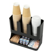Mind Reader Cup and Condiment Station, Countertop Organizer, 13L x 6.4W x 11.5H, Black