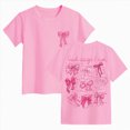 thumbnail image 3 of kpoplk Girl's Cute Graphic Tees Letter Print Short Sleeve T Shirts Preppy Clothes Summer Tops(Pink,2-3 Y), 3 of 6