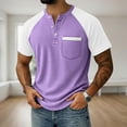 thumbnail image 2 of Horkkom Mens Shirts V Neck Button Color Block Short Sleeve Shirts Summer Casual Loose T Shirts with Pocket XXL, 2 of 8