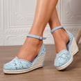 thumbnail image 2 of IWRICH Espadrilles Wedges Sandals for Women Wedge Platform Sandals Closed Toe Ankle Strap Buckle Casual Summer Wedge Heels Sky Blue 7, 2 of 9