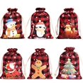 thumbnail image 3 of Bolsa de regalo de Gingham de Navidad, bolsa de dulces de pingüino de Santa, muñeco de nieve, árbol de Navidad, pan de jengibre, Feliz Navidad, Feliz Año Nuevo, Dec, 3 of 4