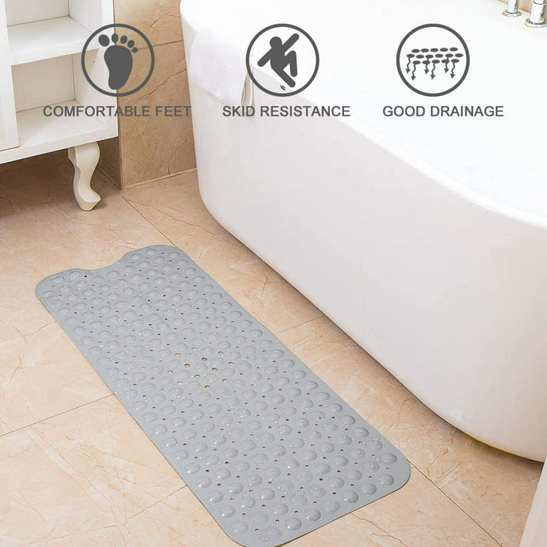 SIXHOME Shower Mat Non Slip Bath Mat for Tub 16x40 Shower Mats for Bathtub  Machine Washable Bathtub Mat with Suction Cups and Drain Holes Woven White Tub  Mat for Kids Elderly 