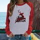 thumbnail image 2 of Camisas Navideñas Para Mujer, Camisetas de Manga Larga, Moda de Retazos, Cuello Redondo, Blusa Holgada Con Estampado de Otoño Odeerbi  ODB198603, 2 of 5