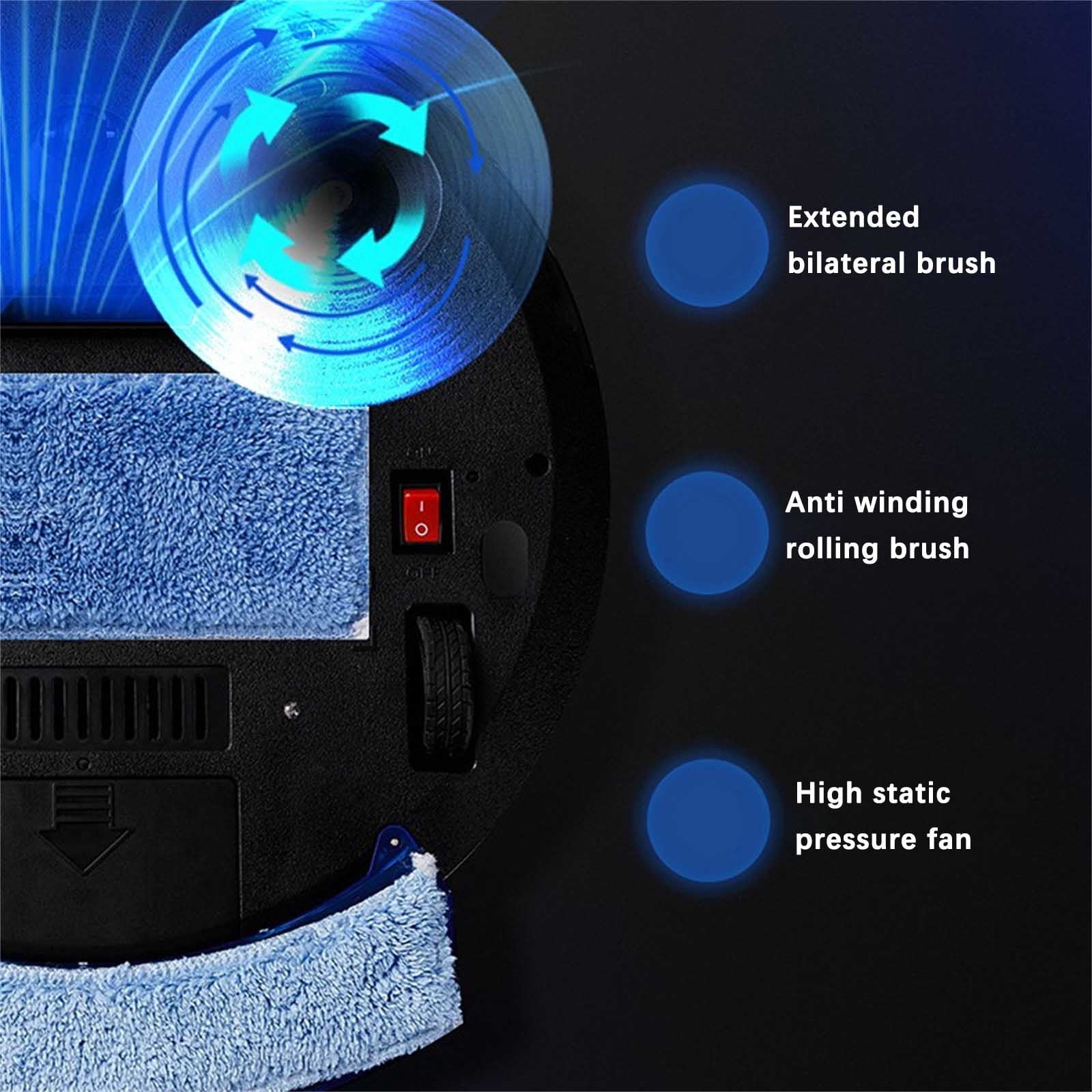 Kchsji RS9 Robot Vacuum and Mop, 2000mAh 90 Min, 2.4" Ultra Slim, Dual Spinning Brushes, 1999Pa Strong Suction, Self-Charging for Pet Hair Hard Floor, with Water Tank & Remote Control
