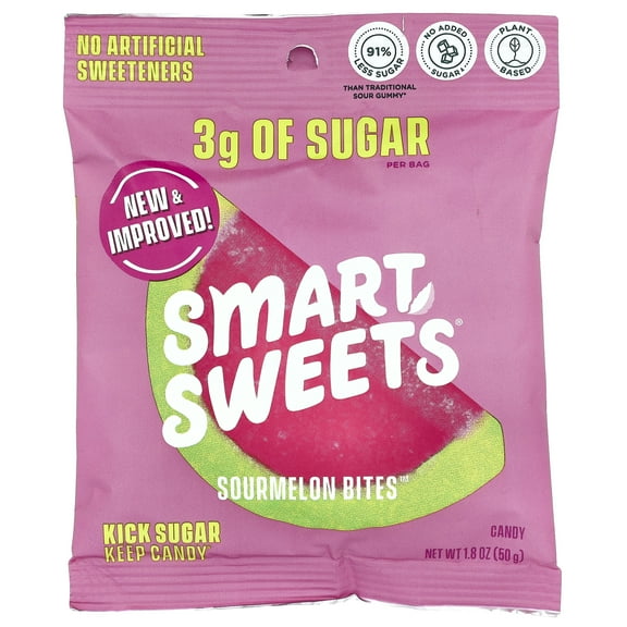 SmartSweets Sourmelon Bites, Watermelon, 1.8 oz (50 g)