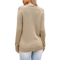 thumbnail image 3 of INSPIRE CHIC Women's Sweater Casual Crewneck Hollow Work Fall Winter Loose Sweater XS Khaki, 3 of 6