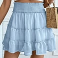 thumbnail image 5 of YDFCWXW Women Chiffon Skirts High Waist Ruffle Mini Skirts Tennis Golf Skirt Boho Summer Tiered Skirts with Built-in Shorts Light Blue, XXL, 5 of 6