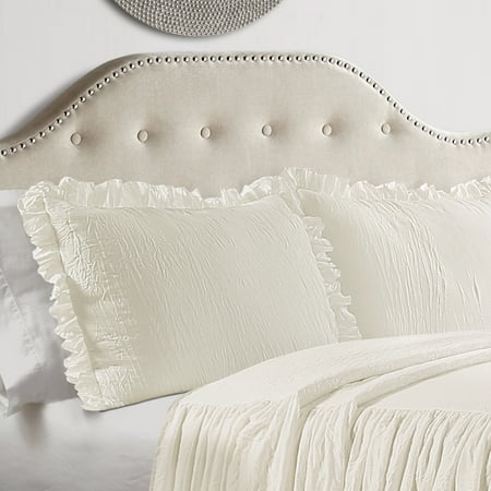 3pc Full Ruffle Skirt Bedspread Set Ivory - Lush Décor