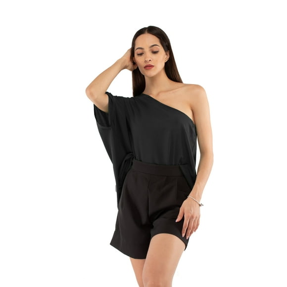 Blusa asimétrica de un hombro AMAD Casual para mujer Talla S