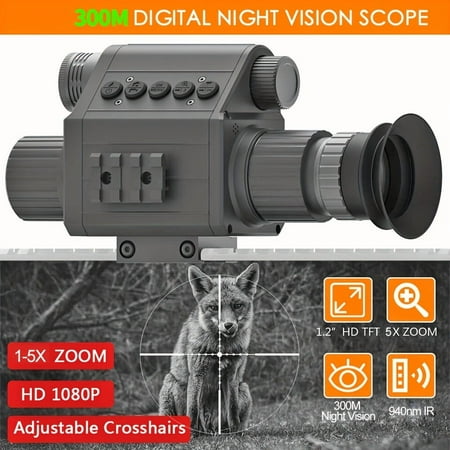 1080P HD Night Vision Scopes with 5X Digital Zoom | Super Clear 50mm Lens & 940nm IR – 300m Detection Range Rechargeable Portable Monocular for Hunting Camping And Wild Adventure