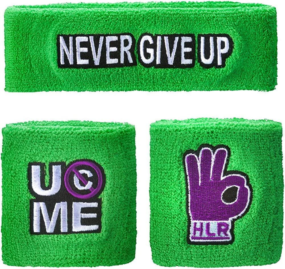 John Cena WWE Headband Wristband Sweatband Set Color LimeGreen