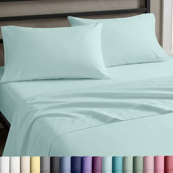 California Design Den Twin Sheet Set - 100% Cotton Sateen, Soft & Breathable - Seafoam
