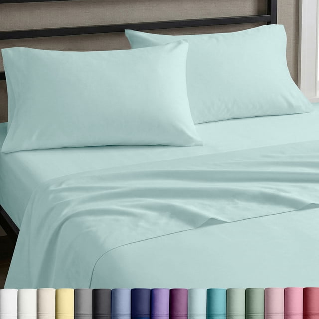 California Design Den Twin Sheet Set - 100% Cotton Sateen, Soft & Breathable - Seafoam