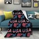 thumbnail image 1 of Manta suave y acogedora con diseño de bandera patriótica de Estados Unidos, diseño de mapa en color negro, manta de viaje de terciopelo de felpa Sherpa, manta para cama, sofá, niños, 40 x 50 pulgadas, 1 of 7