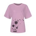 thumbnail image 4 of WCJM Fast Sister Women's Cotton Short Sleeve T-Shirt Casual Tunics Tops Women's Short Sleeve T-Shirt Women's Spring Round Neck Dandelion Printed Loose Casual Short Sleeved T Shirt, 4 of 5