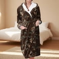thumbnail image 2 of Women's Fleece Plush Robe Long Warm Plush Bathrobe Loungewear Jacket Printed Comfort Robe, 2 of 5