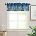 thumbnail image 6 of Navy Blue Christmas Trees Kitchen Curtains, Xmas Tree Snowflake 3-Piece Kitchen Curtain Valance and Tiers Set 36 Inch Length, Winter Rod Pocket Half Window Curtains for Cafe Living Room Bathroom, 6 of 7
