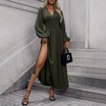 thumbnail image 5 of Zpanxa Maxi Dresses for Women, V Neck High Waist Lantern Sleeve Flowy A Line Winter Style, 5 of 6