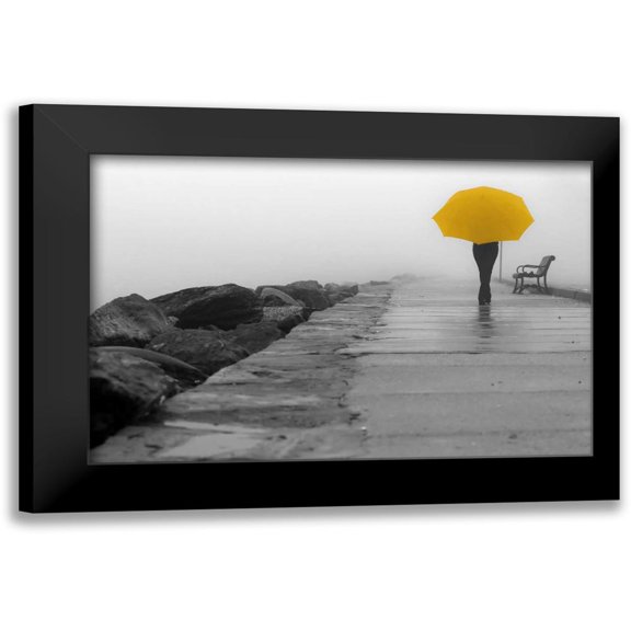 De Carvalho, Sandro 14x11 Black Modern Framed Museum Art Print Titled - Walking In The Rain