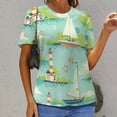 thumbnail image 3 of Coastal Sailboats Lighthouses T Shirts Basic T-Shirt Short Sleeve Ladies Tee Shirt Summer Graphic Clothing, 3 of 7