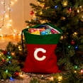 thumbnail image 1 of Christmas Gift Bag 26 Letters Red Drawstring Polyester Tote 12X15 Inch Holiday Storage Pouch | Reusable Xmas Candy Sack Decorative Gift Wrap Bag for Presents or Tree Ornament, 1 of 6