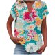 thumbnail image 1 of Camisetas de Manga Corta para las Mujeres Casual Impreso Botón Casa V-Cuello Camiseta Blusas, Poliéster, 1 of 8