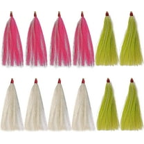 Fishing Teasers Bucktail Saltwater,12pcs Copper Tube Bucktail Flash Skirts Kit for Fluke Rig Fishing Teasers Plugs