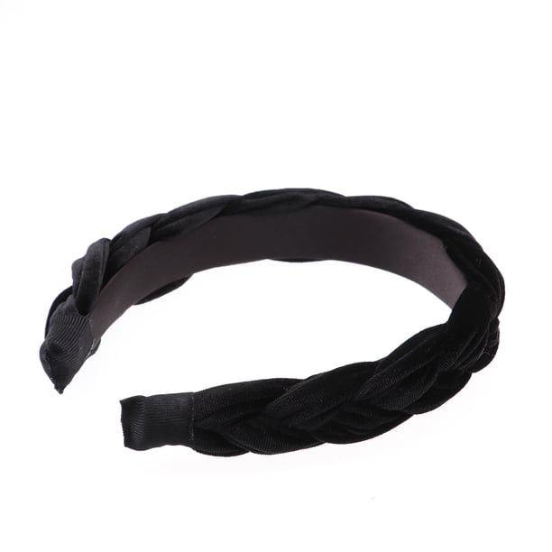 1 diadema trenzada de gamuza, accesorio para el cabello de moda para mujeres, niñas y adultas, color negro.