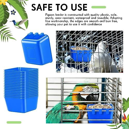 20 Pcs Chicken Water Feeder Cups 16 oz Pigeon Bird Feeder Cups Hanging Cage Chicken Water Cup for Pet Parrot Rooster Parakeet Bunny Gamefowl Poultry Wire Hutch(Blue)
