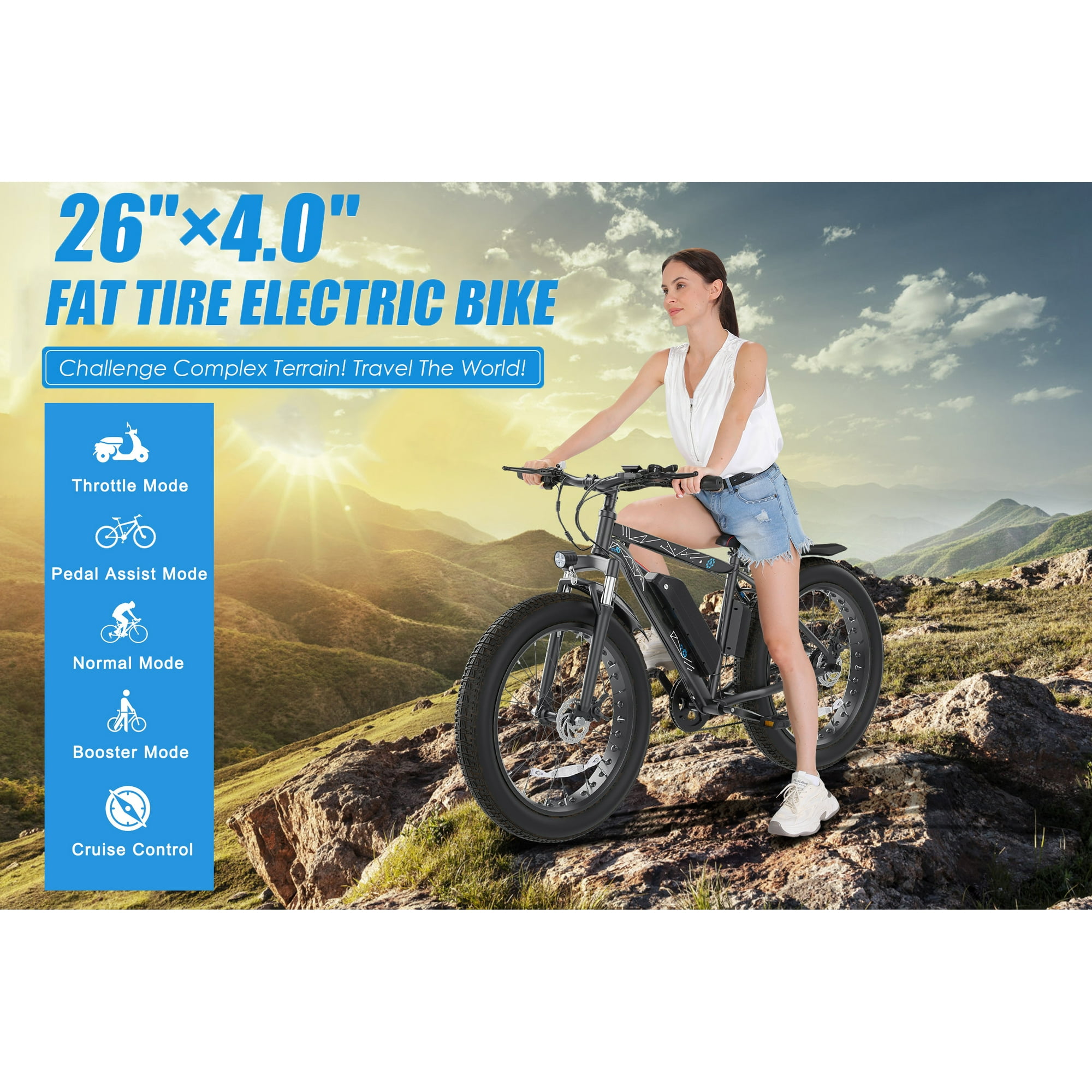 fatbike Elektrofahrrad Mountainbike 26 E-Bike mit 48V 13Ah/350W
