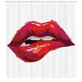 thumbnail image 3 of Ambesonne Lips Shower Curtain, Woman Biting Lips, 69"Wx84"L, Dark Coral Pink White, 3 of 3