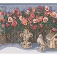 thumbnail image 1 of Fleurs Rouges Clôture de Jardin Hangar Outils Ferme Papier Peint Frontière Retro Conception, Rouleau 15' x 7,5'', 1 of 3