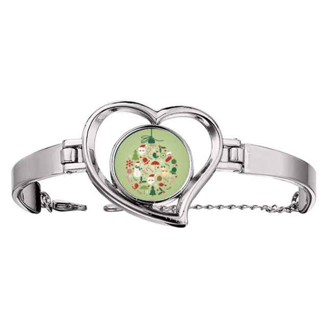 Pulsera de Joyería en Forma de Corazón Santa Claus Muñeco de Nieve Verde