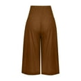 thumbnail image 5 of Charella Women's Loose Wide Leg Five Points Pants High Waist Straight Capri Casual Short Pants Brown,S, 5 of 5