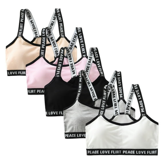 Girls Training Bra Fit for 11-15 Years Cotton Padded Cotton Breathable Cami Bra Wire Free Push Up Adjustable Straps Fixed Pads