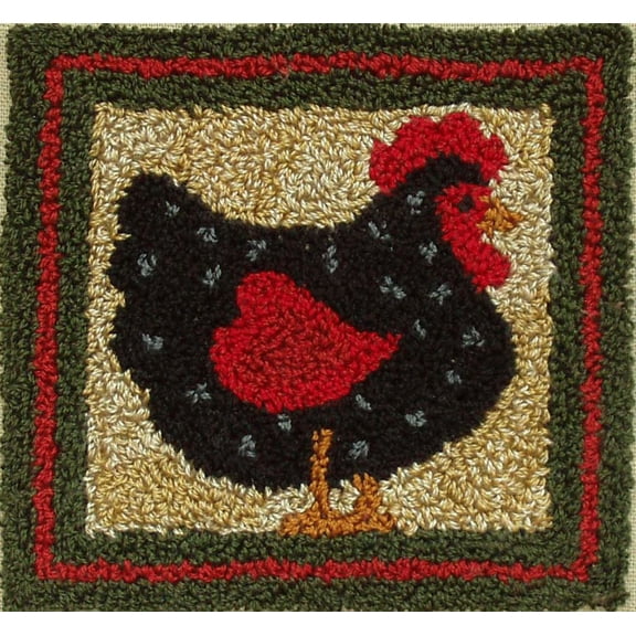 Black Hen Kit Punch Needle Kit by Rachel's of Greenfield | Punch Needle Embroidery Kit