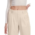 thumbnail image 3 of Satankud Women's Wide Leg Pants 27" High Waisted Waffle Knit Casual Slacks Work Pants Business Palazzo Trousers with Pockets Beige XS, 3 of 11