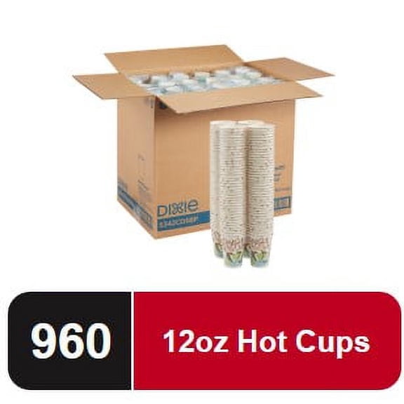 Dixie PerfecTouch 12oz Insulated Paper Hot Coffee Cup, Fits Large Lids, Coffee Haze, 5342CDSBP, 160 Cups per Sleeve, 6 Sleeves per Case (960 Total Cups)