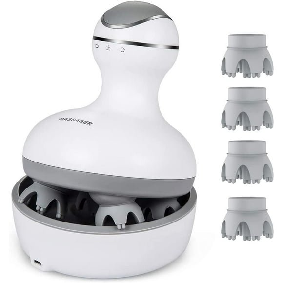 Scalp Massager with 4 Replacement Massage Heads Portable