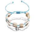 thumbnail image 3 of Tobilleras bohemias con diseño de conchas, estrellas de mar y tortugas, con cuentas, ajustables para playa y verano, para mujeres y niñas (blanco), 3 of 5