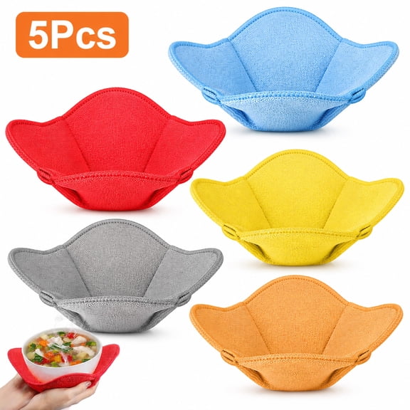 Hot Bowl Holders, EEEkit 5pcs Bowl Cozy Holders for Hot and Cold Food, Heat Resistant Bowl Cozies for Soup, Pasta, Noodles and Rice Bowl, 5 colors