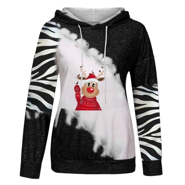 Sudaderas Navideñas de Cuello Redondo Para Mujer, Blusa de Manga Larga Con Estampado Navideño Informal A La Moda, Jersey de Bolsillo, Sudaderas Con Capucha, Tops Odeerbi ODB199130