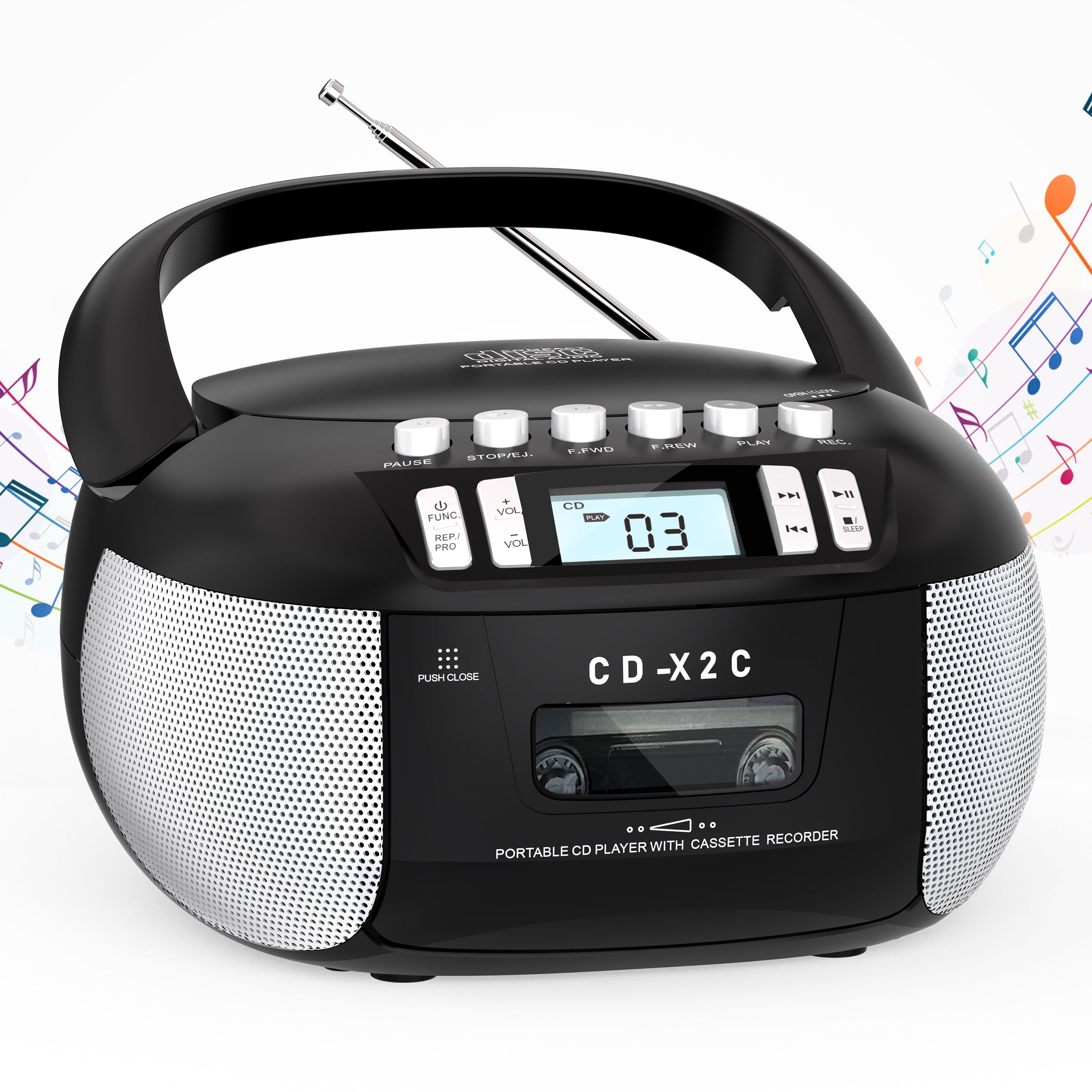 Jazmm Portable CD Cassette Boombox Player with AM/FM Radio photo 3