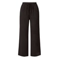 thumbnail image 4 of Zeijnsda Womens Casual Pants Spring Summer Thin Comfy Long Pants Solid Color Loose Straight-Leg Trousers Drawstring Elastic Waist Daily Outings Trousers with Pockets, 4 of 4