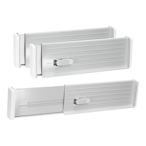 Uxcell 3 Pcs Plastic Drawer Dividers Organizer Adjustable Separators for Kitchen Clothes Dresser Bedroom Bathroom Storage, Grey