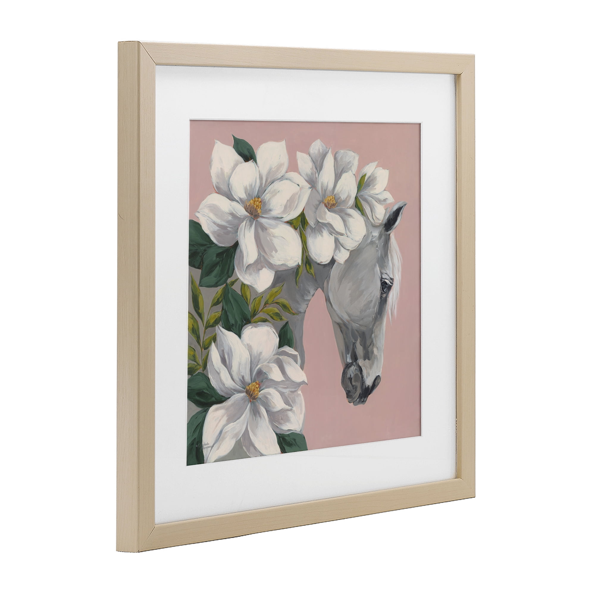 Stupell Industries Sweet Maggie Floral Horse Birch Framed Print Under Glass, design by Michele Norman